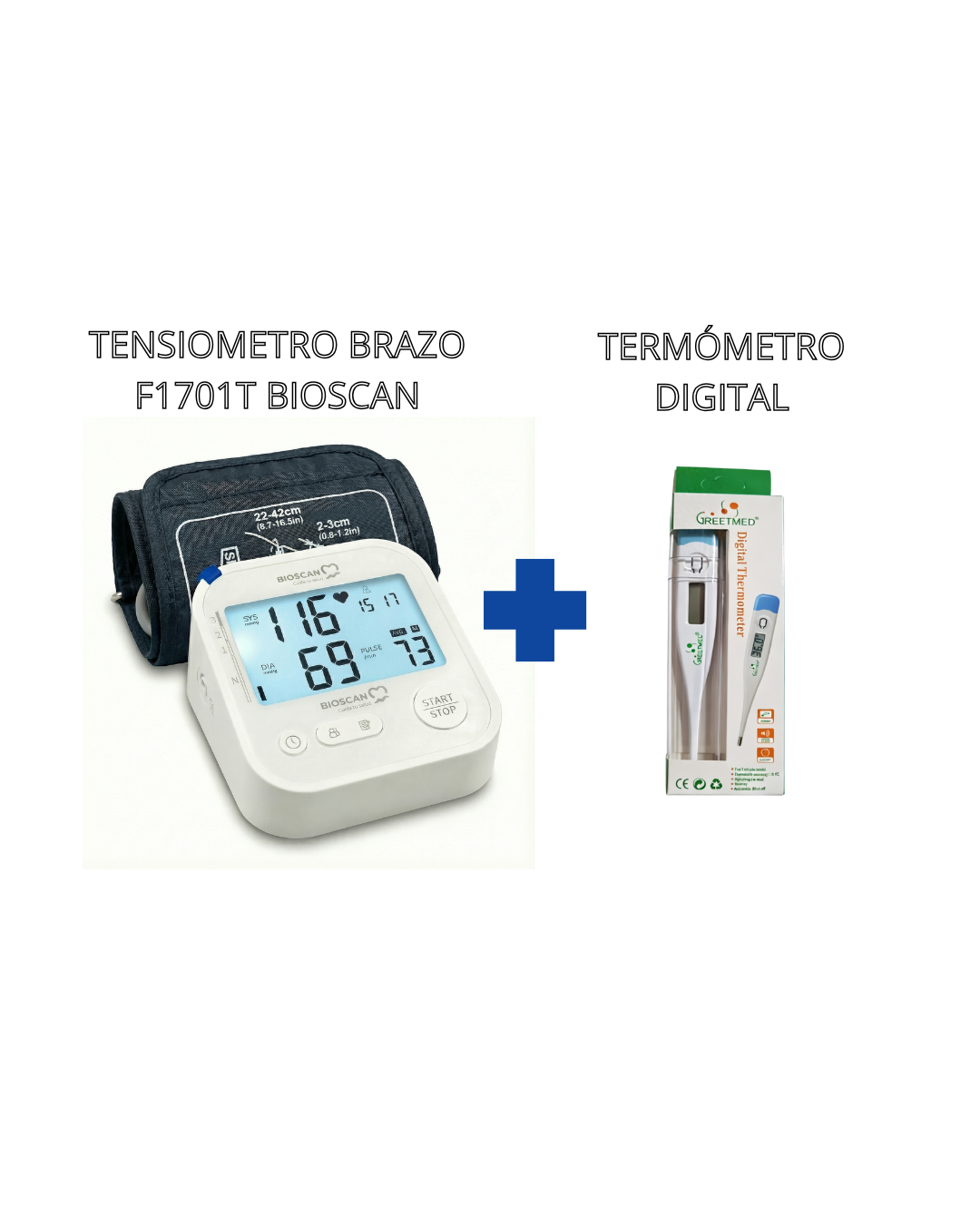 kit Promo Tensiómetro digital automático BIOSCAN F1701T (brazo) certificado ESH  + Termómetro digital